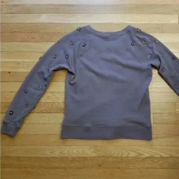 J. Crew Women’s Beaded, Rhinestone, Sequin Gray Sweatshirt Top Size Small - Picture 5 of 11